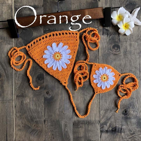 Handmade Crochet Flower Micro Bikini - Tops/ Bottoms